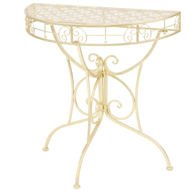 Side Table Vintage Style Half Round Metal 72x36x74 cm Gold Payday Deals