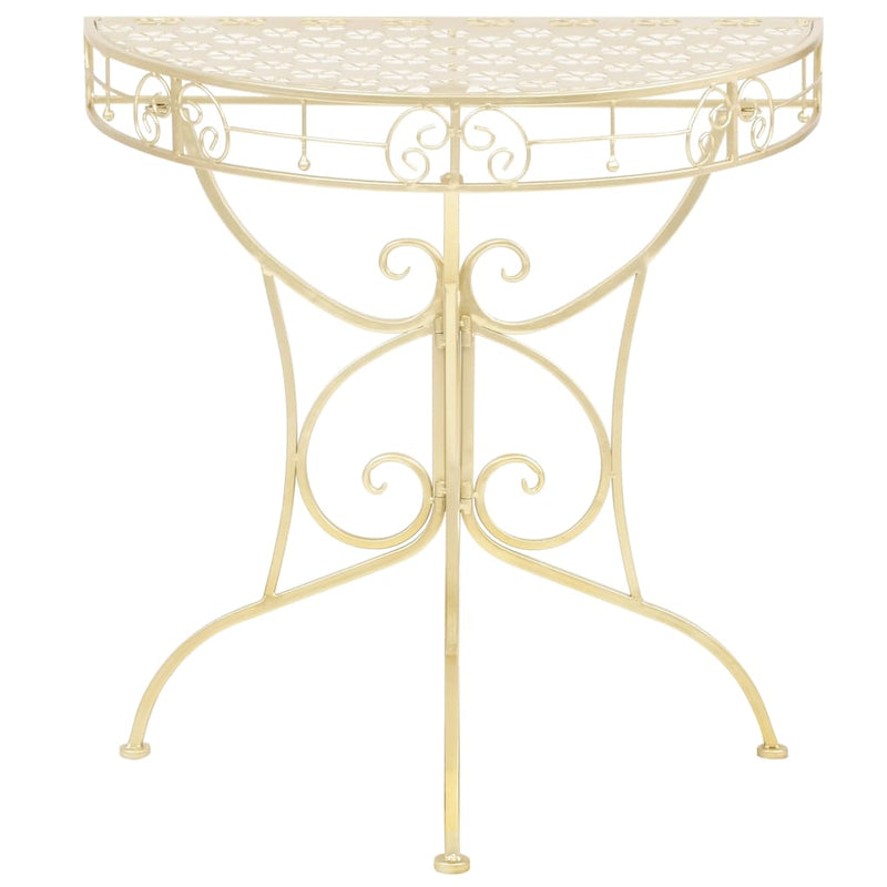 Side Table Vintage Style Half Round Metal 72x36x74 cm Gold Payday Deals