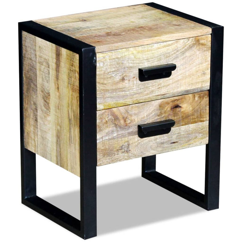 Side Table with 2 Drawers Solid Mango Wood 43x33x51 cm Payday Deals