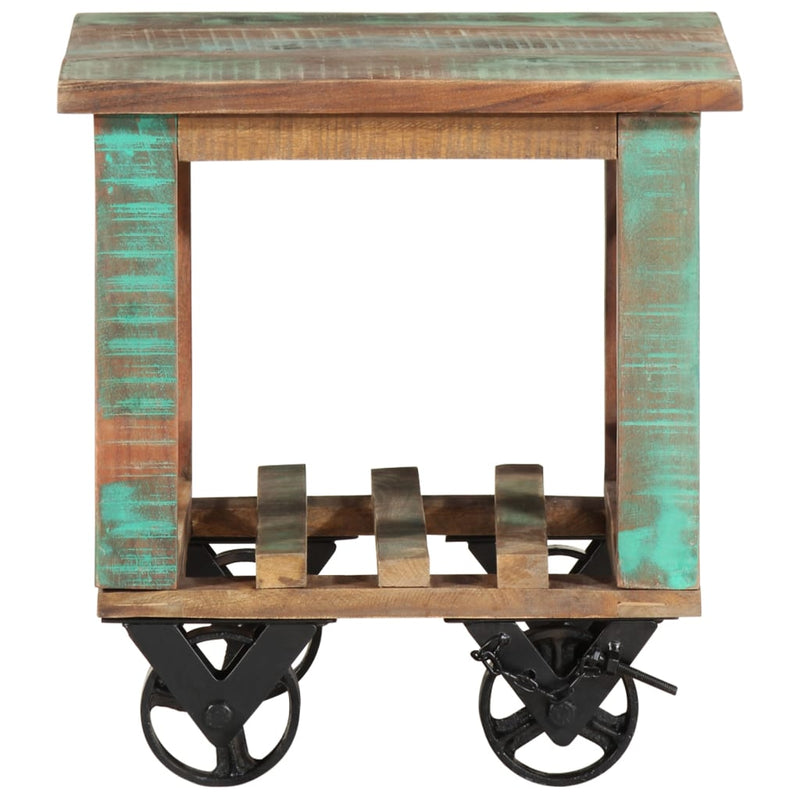 Side Table with Wheels 40x40x42 cm Solid Wood Reclaimed Payday Deals