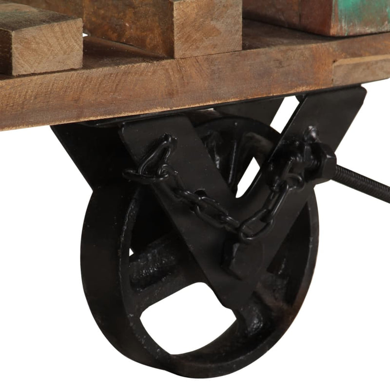 Side Table with Wheels 40x40x42 cm Solid Wood Reclaimed Payday Deals