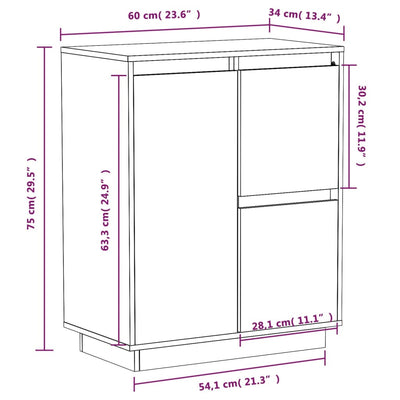 Sideboard 60x34x75 cm Solid Wood Pine Payday Deals