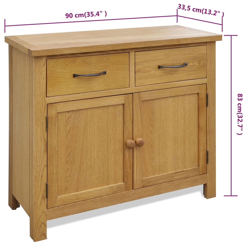 Sideboard 90x33.5x83 cm Solid Oak Wood Payday Deals