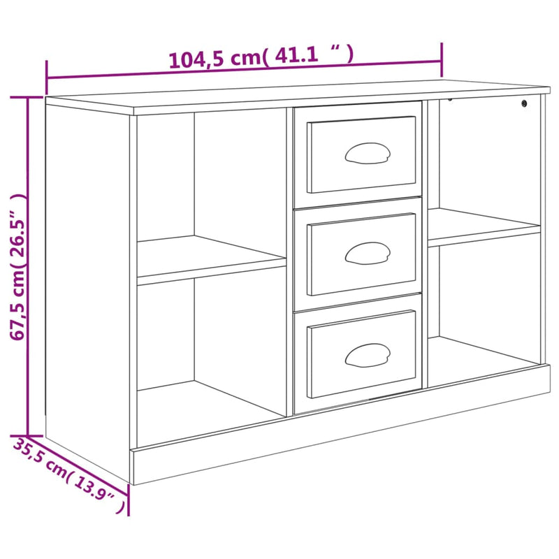 Sideboard Black 104.5x35.5x67.5 cm Engineered Wood Payday Deals