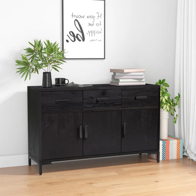 Sideboard Black 110x35x70 cm Solid Pinewood