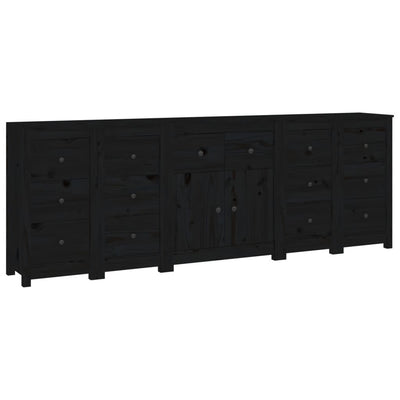 Sideboard Black 230x35x80 cm Solid Wood Pine Payday Deals