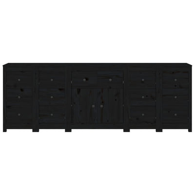 Sideboard Black 230x35x80 cm Solid Wood Pine Payday Deals