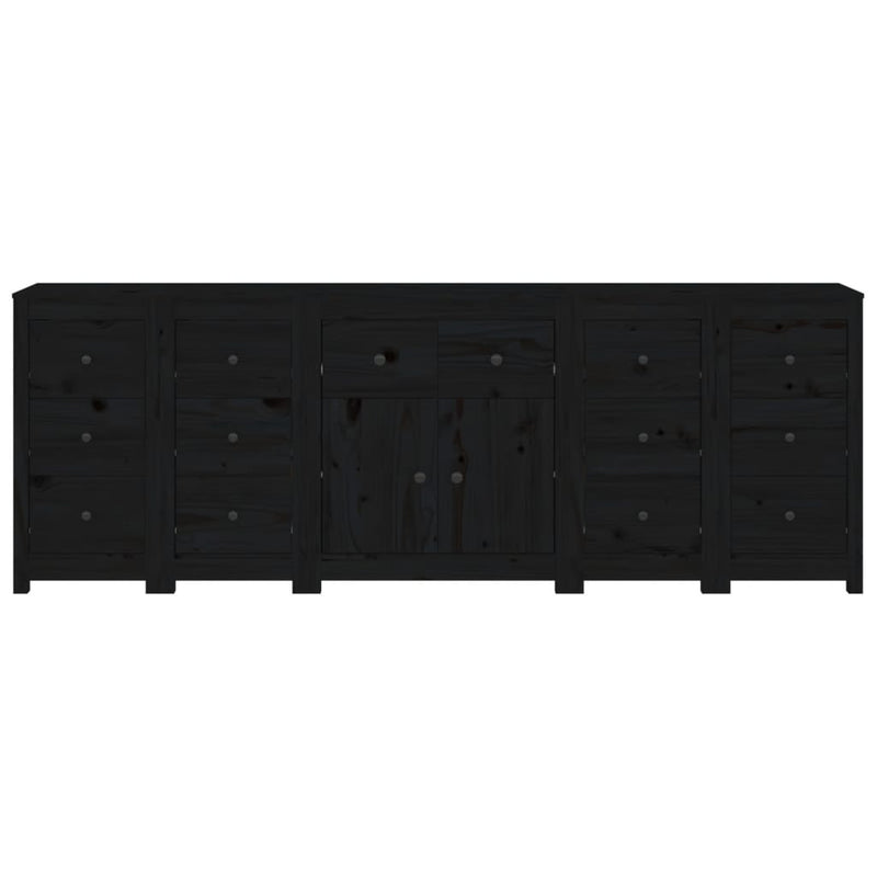 Sideboard Black 230x35x80 cm Solid Wood Pine Payday Deals