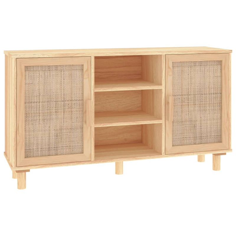 Sideboard Brown 105x30x60 cm Solid Wood Pine and Natural Rattan Payday Deals