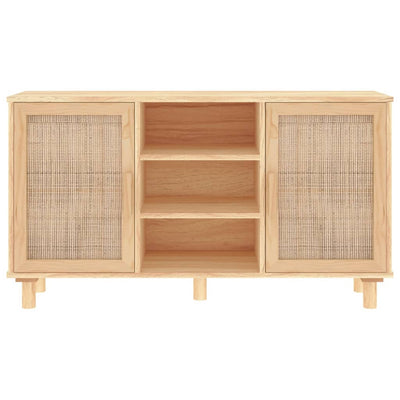 Sideboard Brown 105x30x60 cm Solid Wood Pine and Natural Rattan Payday Deals