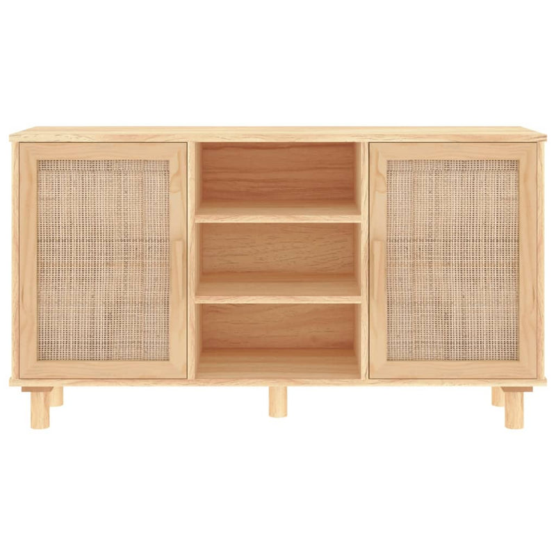 Sideboard Brown 105x30x60 cm Solid Wood Pine and Natural Rattan Payday Deals