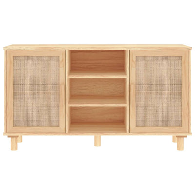 Sideboard Brown 105x30x60 cm Solid Wood Pine and Natural Rattan Payday Deals