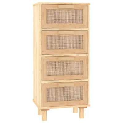 Sideboard Brown 40x30x90 cm Solid Wood Pine and Natural Rattan Payday Deals