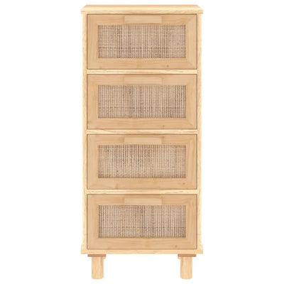 Sideboard Brown 40x30x90 cm Solid Wood Pine and Natural Rattan Payday Deals