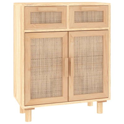 Sideboard Brown 60x30x75 cm Solid Wood Pine and Natural Rattan Payday Deals