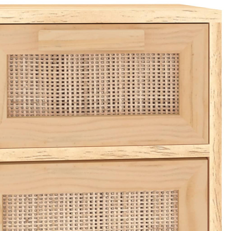 Sideboard Brown 60x30x75 cm Solid Wood Pine and Natural Rattan Payday Deals