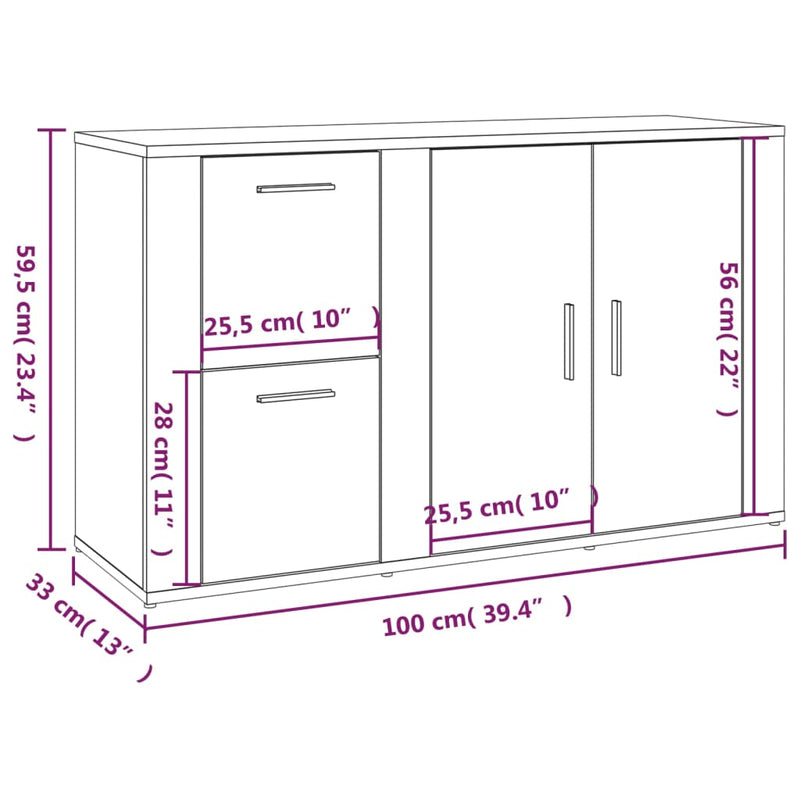 Sideboard Brown Oak 100x33x59.5 cm Engineered Wood Payday Deals