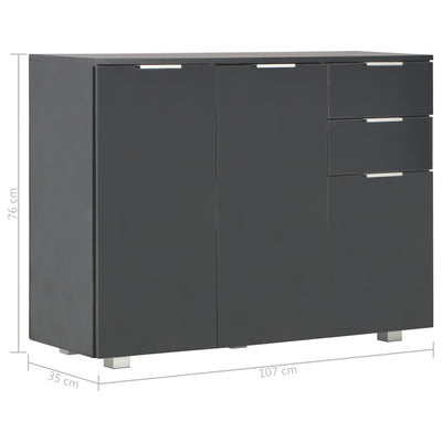 Sideboard High Gloss Black 107x35x76 cm Payday Deals