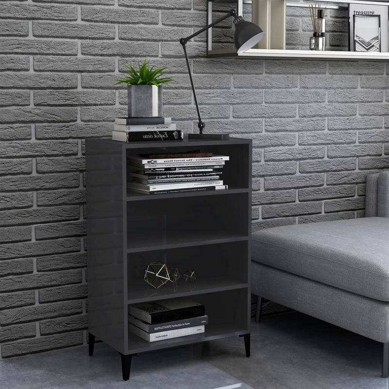 Sideboard High Gloss Grey 57x35x90 cm Engineered Wood Payday Deals