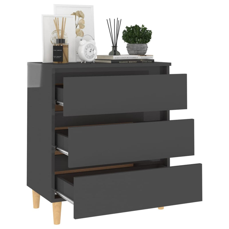 Sideboard High Gloss Grey 60x35x69 cm Engineered Wood Payday Deals