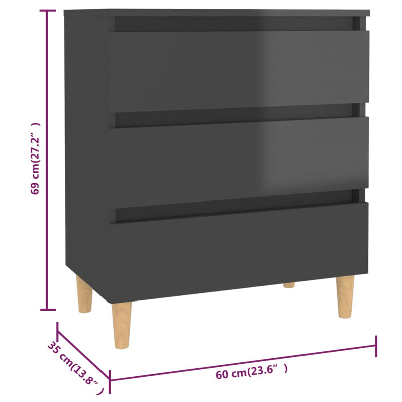 Sideboard High Gloss Grey 60x35x69 cm Engineered Wood Payday Deals