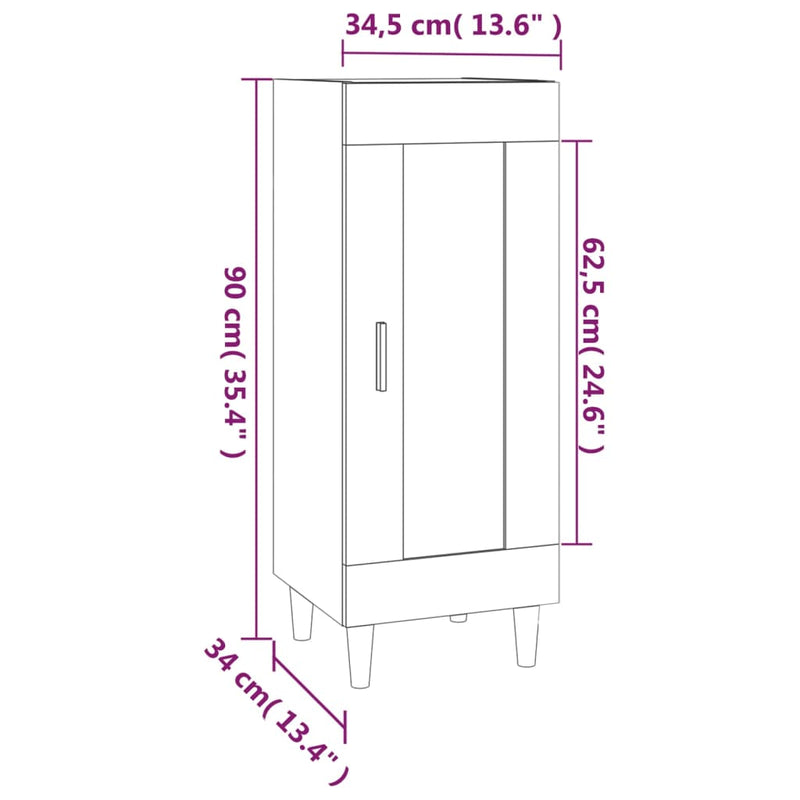 Sideboard High Gloss White 34.5x34x90 cm Engineered Wood Payday Deals