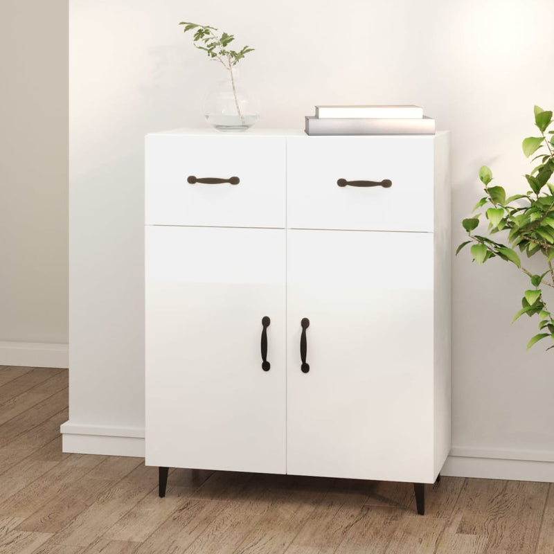 Sideboard High Gloss White 69.5x34x90 cm Engineered Wood Payday Deals