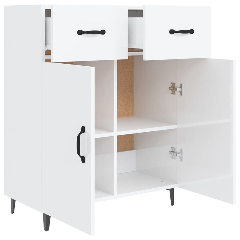 Sideboard High Gloss White 69.5x34x90 cm Engineered Wood Payday Deals