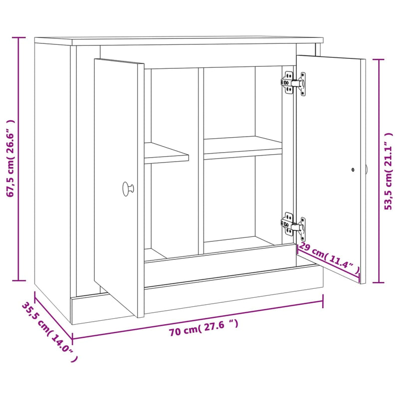 Sideboard High Gloss White 70x35.5x67.5 cm Engineered Wood Payday Deals