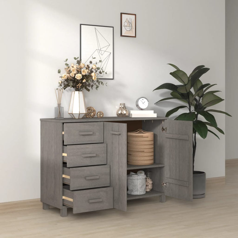 Sideboard Light Grey 113x40x80 cm Solid Wood Pine Payday Deals