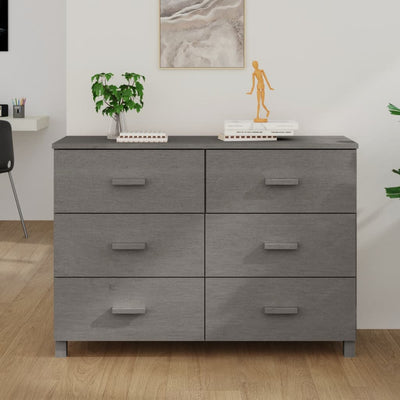 Sideboard Light Grey 113x40x80 cm Solid Wood Pine Payday Deals