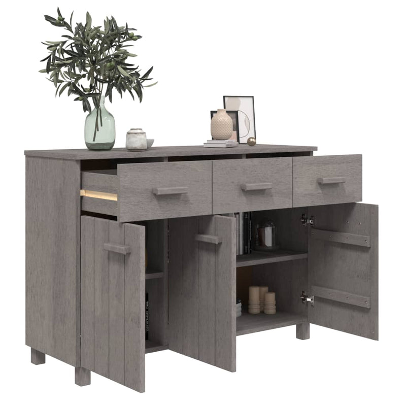 Sideboard Light Grey 113x40x80 cm Solid Wood Pine Payday Deals