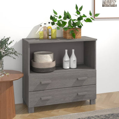 Sideboard Light Grey 85x35x80 cm Solid Wood Pine