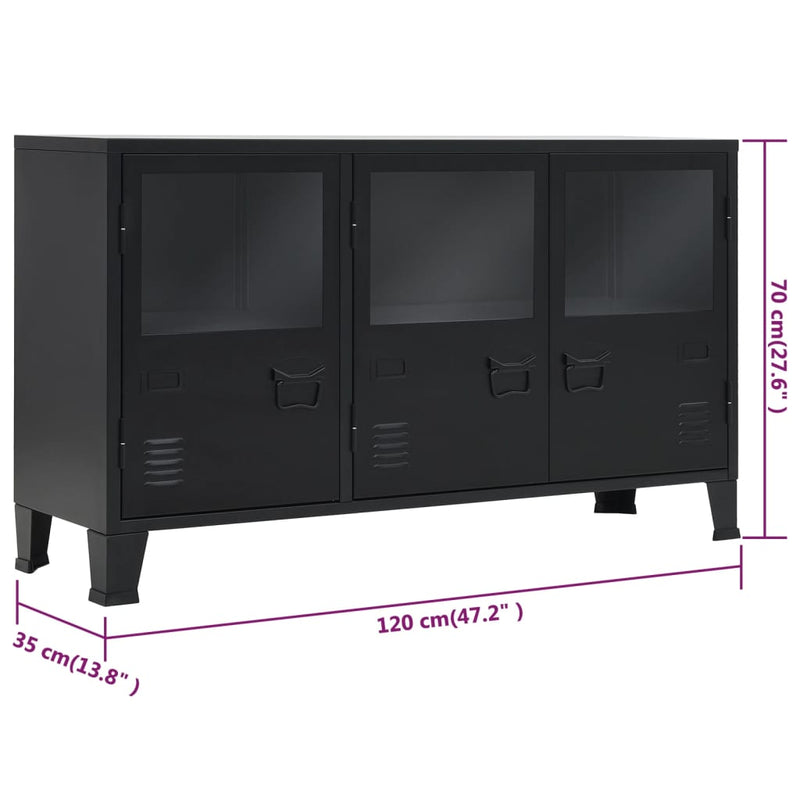 Sideboard Metal Industrial Style 120x35x70 cm Black Payday Deals