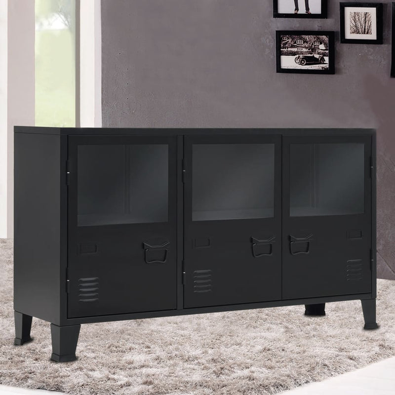Sideboard Metal Industrial Style 120x35x70 cm Black Payday Deals