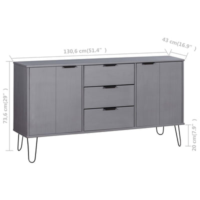 Sideboard "New York" Grey Solid Pine Wood Payday Deals