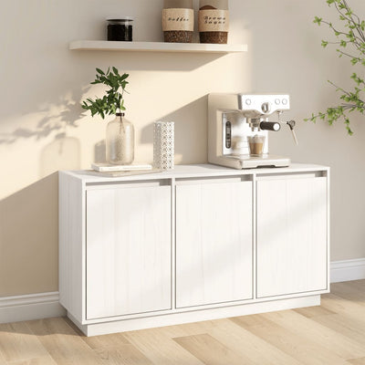 Sideboard White 111x34x60 cm Solid Wood Pine Payday Deals