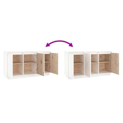 Sideboard White 111x34x60 cm Solid Wood Pine Payday Deals