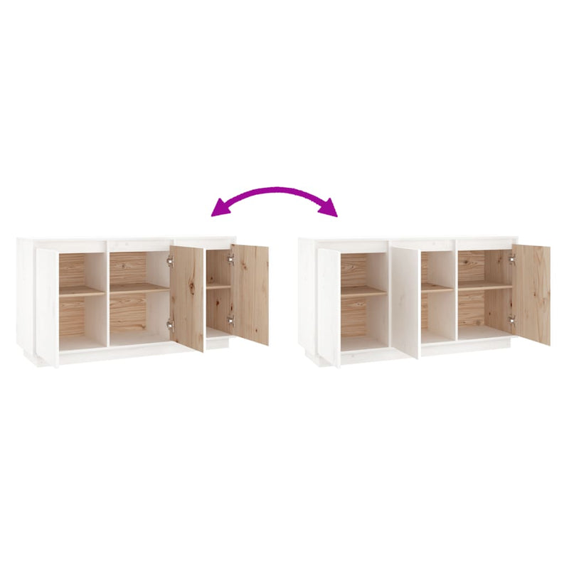 Sideboard White 111x34x60 cm Solid Wood Pine Payday Deals