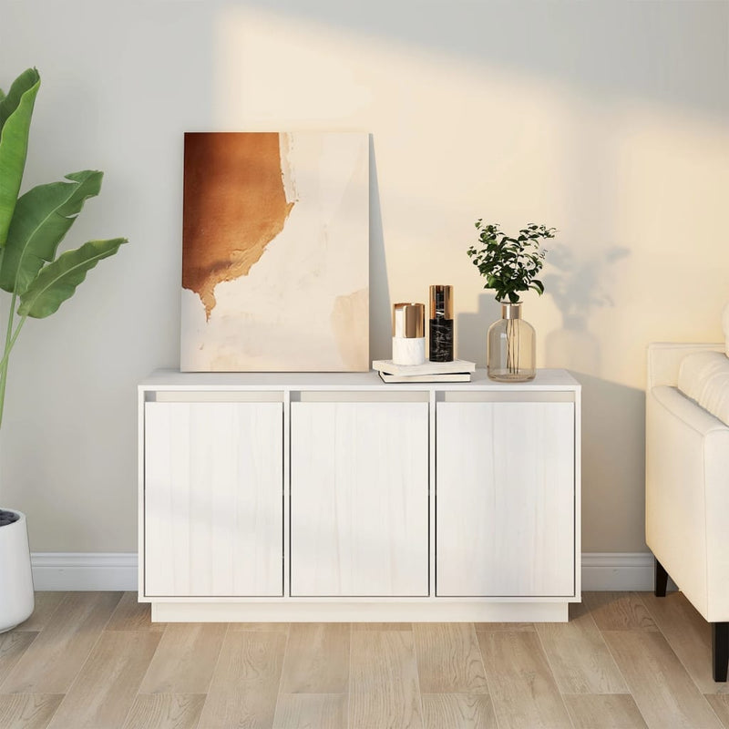 Sideboard White 111x34x60 cm Solid Wood Pine Payday Deals