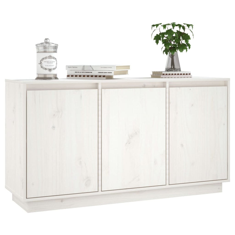 Sideboard White 111x34x60 cm Solid Wood Pine Payday Deals