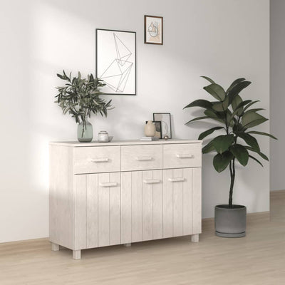 Sideboard White 113x40x80 cm Solid Wood Pine Payday Deals