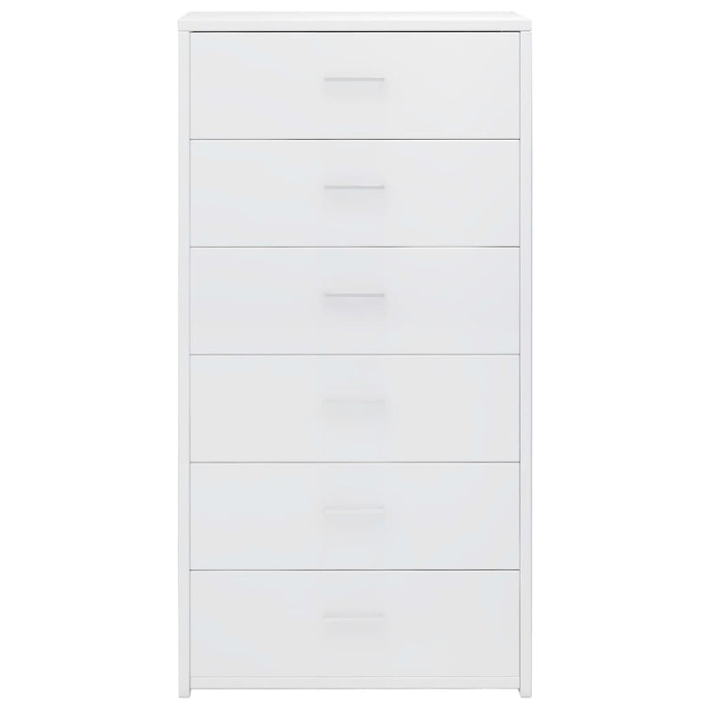 Sideboard with 6 Drawers High Gloss White 50x34x96 cm Engineered Wood Payday Deals