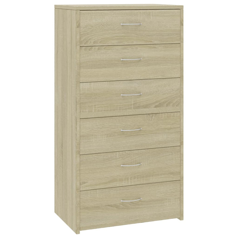 Sideboard with 6 Drawers Sonoma Oak 50x34x96 cm Engineered Wood Payday Deals