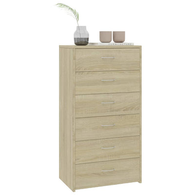 Sideboard with 6 Drawers Sonoma Oak 50x34x96 cm Engineered Wood Payday Deals