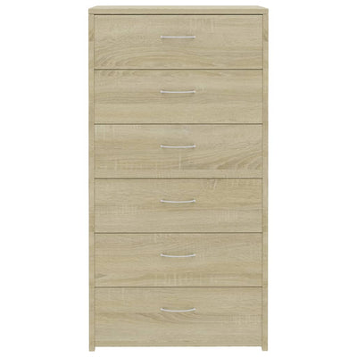 Sideboard with 6 Drawers Sonoma Oak 50x34x96 cm Engineered Wood Payday Deals