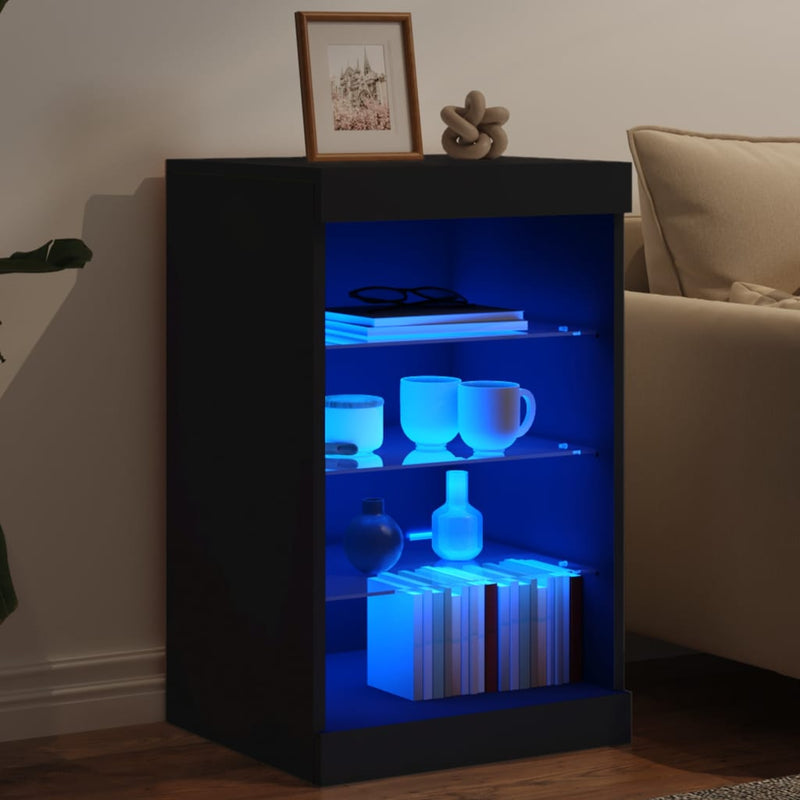 Sideboard with LED Lights Black 41x37x67 cm Payday Deals