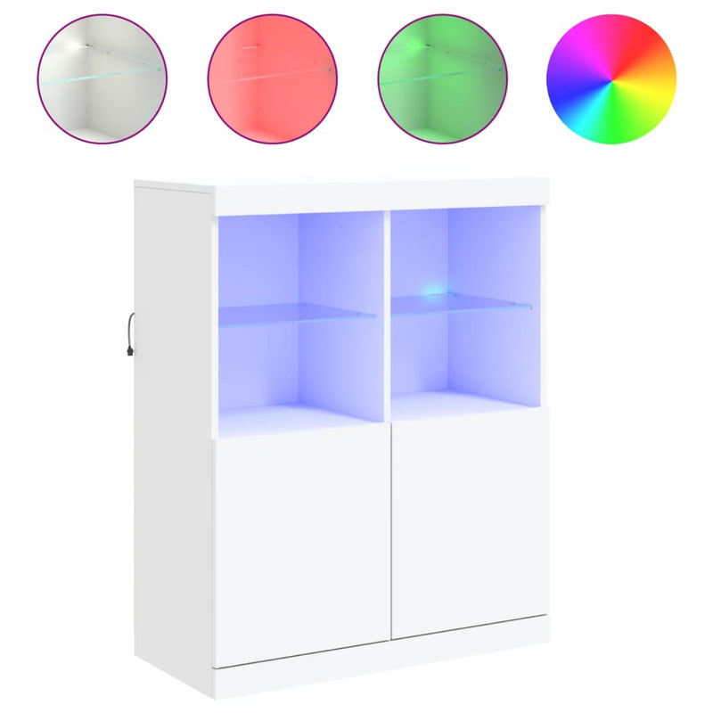 Sideboard with LED Lights White 81x37x100 cm Payday Deals