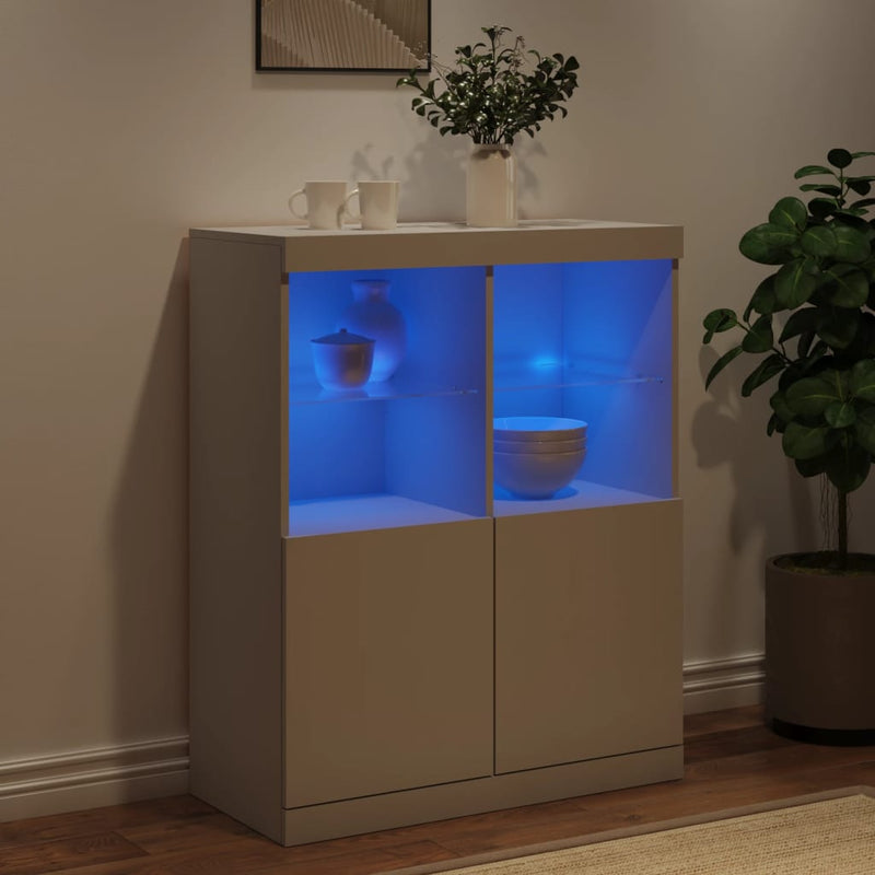 Sideboard with LED Lights White 81x37x100 cm Payday Deals