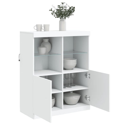 Sideboard with LED Lights White 81x37x100 cm Payday Deals